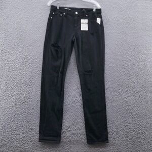 Gap Girlfriend Jeans 28 Tall Black Womens Distressed Ripped Denim NEW